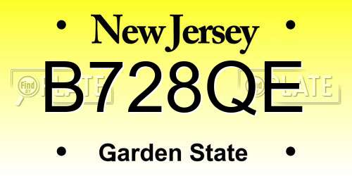 B728QE New Jersey License Plate