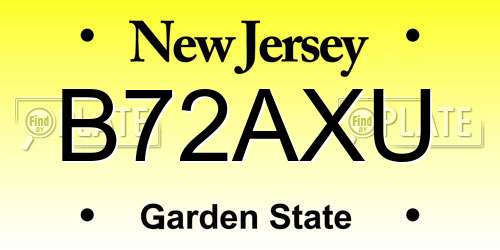 B72AXU New Jersey License Plate