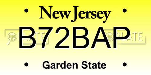 B72BAP New Jersey License Plate