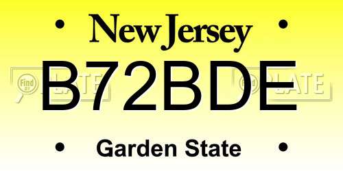 B72BDE New Jersey License Plate