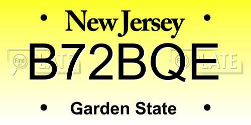 B72BQE New Jersey License Plate