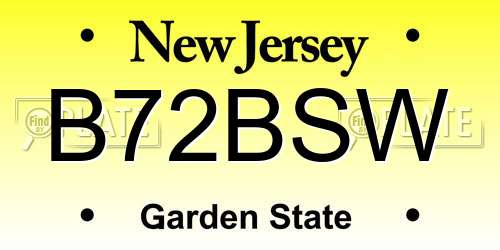 B72BSW New Jersey License Plate
