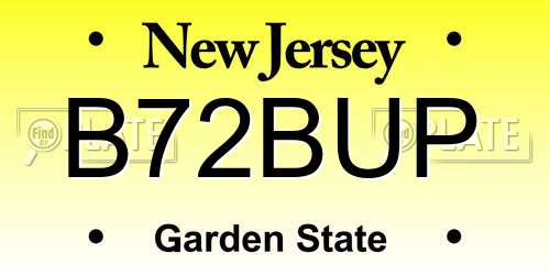 B72BUP New Jersey License Plate