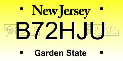 B72HJU New Jersey License Plate