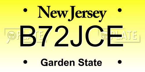 B72JCE New Jersey License Plate