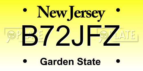 B72JFZ New Jersey License Plate