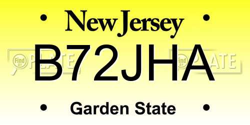 B72JHA New Jersey License Plate