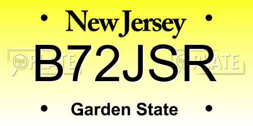 B72JSR New Jersey License Plate