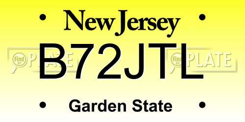 B72JTL New Jersey License Plate