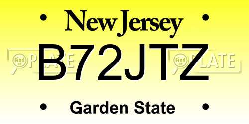 B72JTZ New Jersey License Plate
