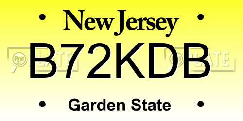 B72KDB New Jersey License Plate