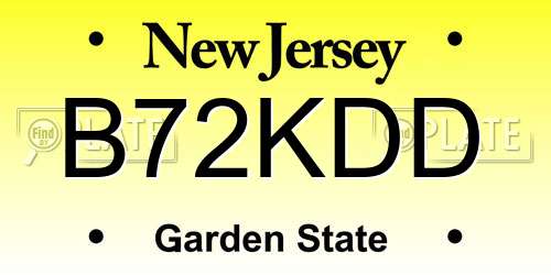 B72KDD New Jersey License Plate