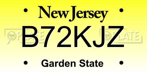 B72KJZ New Jersey License Plate