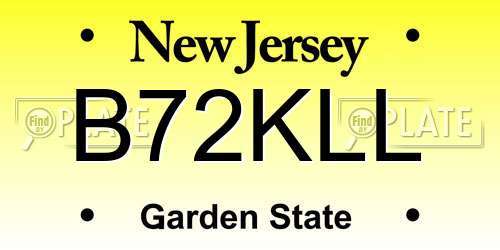 B72KLL New Jersey License Plate