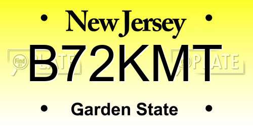 B72KMT New Jersey License Plate