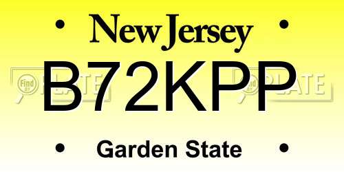 B72KPP New Jersey License Plate