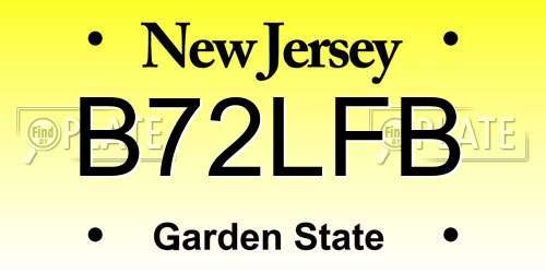 B72LFB New Jersey License Plate
