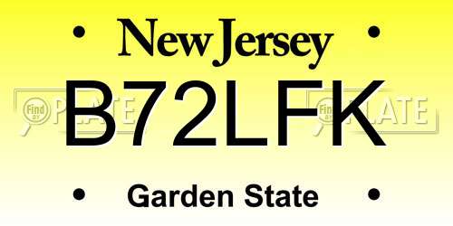 B72LFK New Jersey License Plate