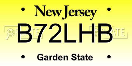 B72LHB New Jersey License Plate