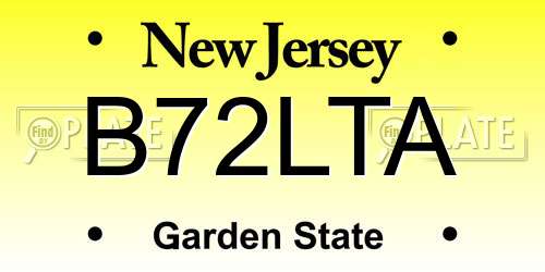 B72LTA New Jersey License Plate