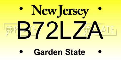 B72LZA New Jersey License Plate