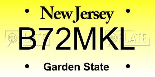 B72MKL New Jersey License Plate