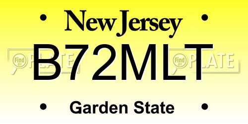 B72MLT New Jersey License Plate
