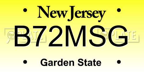 B72MSG New Jersey License Plate