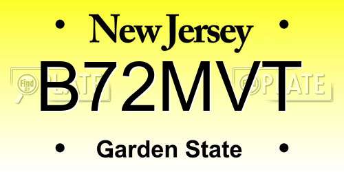 B72MVT New Jersey License Plate