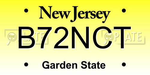 B72NCT New Jersey License Plate
