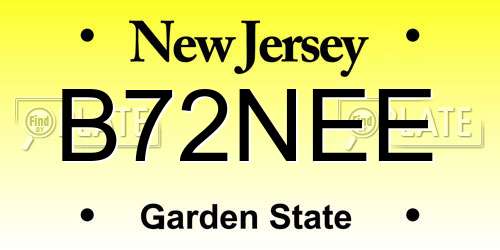 B72NEE New Jersey License Plate