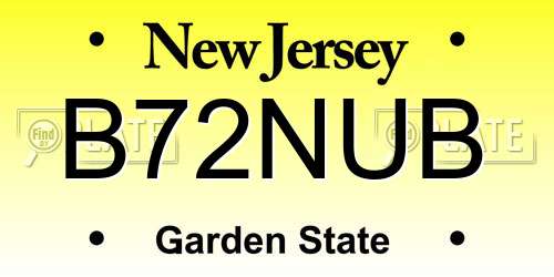 B72NUB New Jersey License Plate
