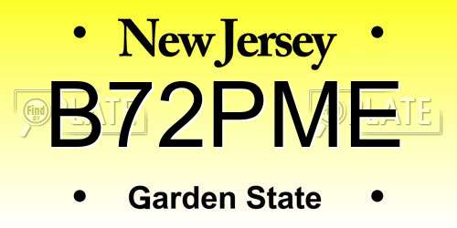 B72PME New Jersey License Plate