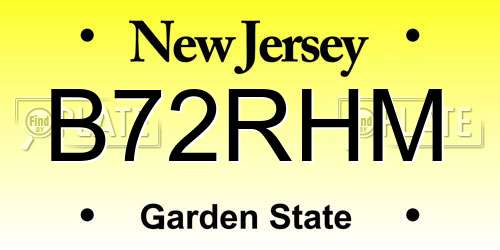 B72RHM New Jersey License Plate