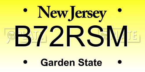 B72RSM New Jersey License Plate