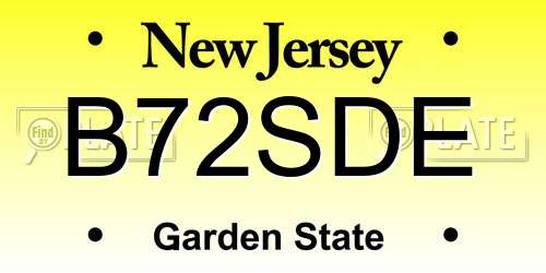 B72SDE New Jersey License Plate
