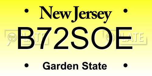 B72SOE New Jersey License Plate