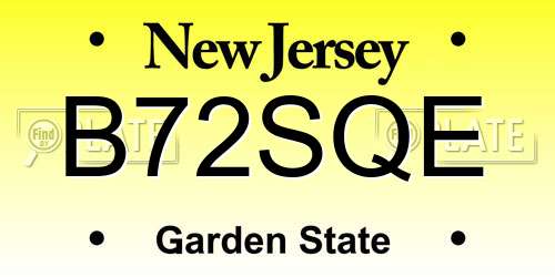 B72SQE New Jersey License Plate