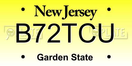 B72TCU New Jersey License Plate