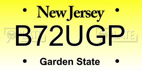 B72UGP New Jersey License Plate