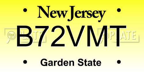B72VMT New Jersey License Plate