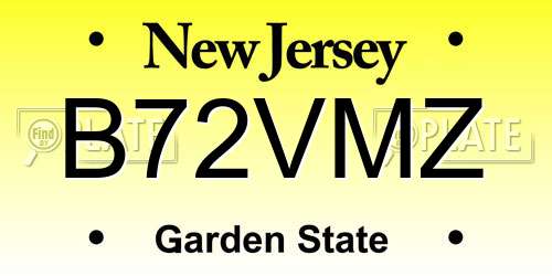 B72VMZ New Jersey License Plate