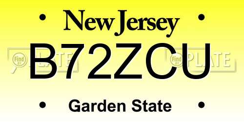 B72ZCU New Jersey License Plate