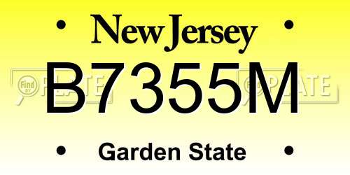 B7355M New Jersey License Plate
