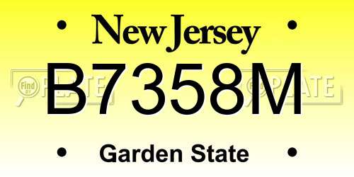 B7358M New Jersey License Plate