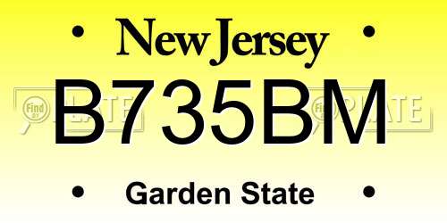 B735BM New Jersey License Plate