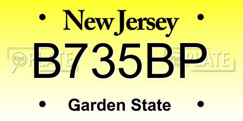 B735BP New Jersey License Plate