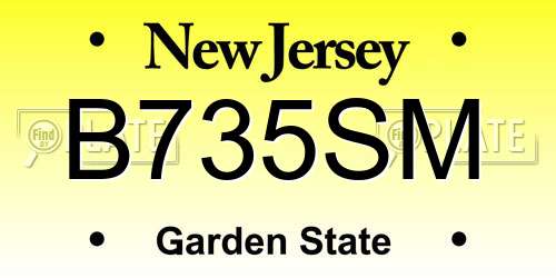 B735SM New Jersey License Plate