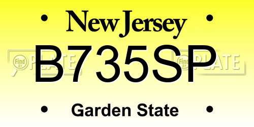 B735SP New Jersey License Plate
