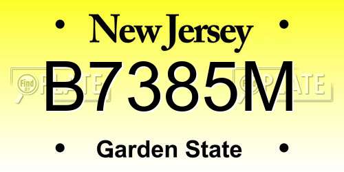 B7385M New Jersey License Plate